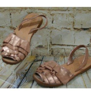 Seychelles Rose Gold Ruffle Sling Back Flats